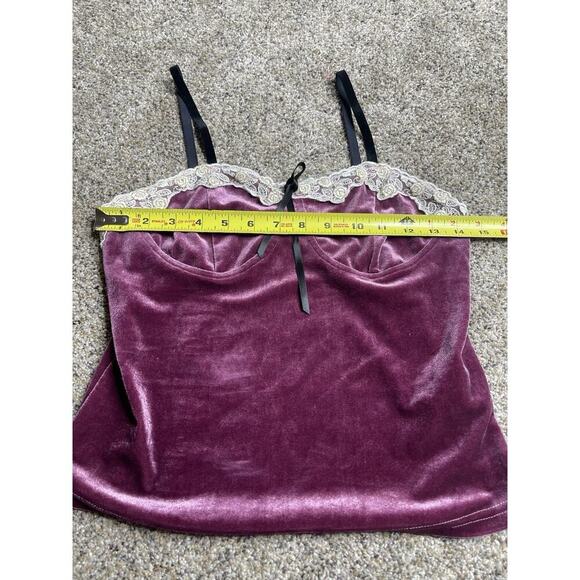 Romwe Purple Crushed Velvet Lace Accent Stretch Y2k Black Size Small - Picture 6 of 6